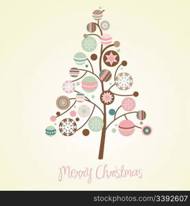 Beautiful Christmas tree illustration. Christmas Card