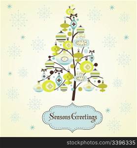 Beautiful Christmas tree illustration. Christmas Card