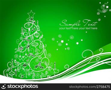 Beautiful Christmas tree on Green background