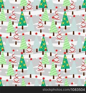 Beautiful Christmas trees seamless pattern. Colorful Christmas concept.