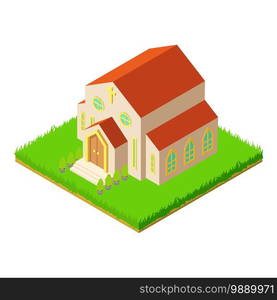 Beautiful church icon. Isometric illustration of beautiful church vector icon for web. Beautiful church icon, isometric style