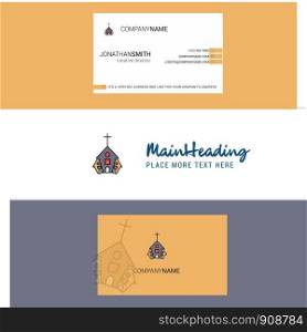 Beautiful Church Logo and business card. vertical Design Vector