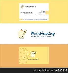 Beautiful clipboard Logo and business card. vertical Design Vector