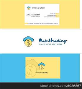 Beautiful Cloud dollar Logo and business card. vertical Design Vector