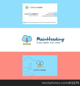 Beautiful Cloud downloading Logo and business card. vertical Design Vector