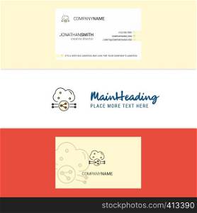 Beautiful Cloud sharing Logo and business card. vertical Design Vector