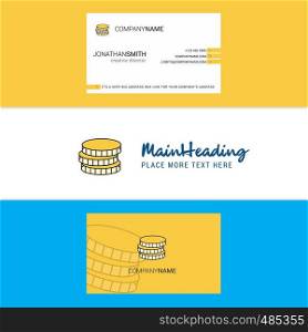 Beautiful Coins Logo and business card. vertical Design Vector