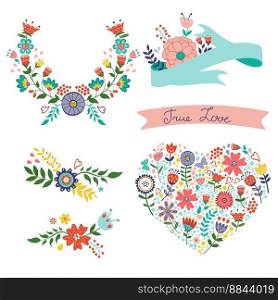 Beautiful collection of floral elements vector image