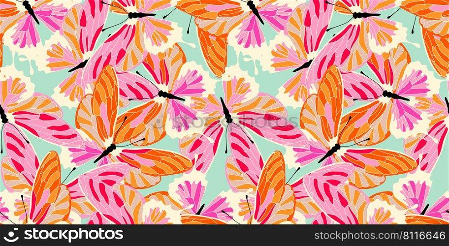 Beautiful colorful butterflies wing texture, seamless pattern background