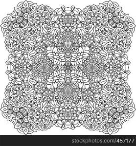 Beautiful colorless geometric patterns on white background with pretty floral designs and other pleasing elements. Beautiful colorless geometric patterns on white