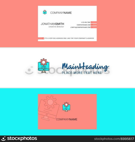 Beautiful Computer setting Logo and business card. vertical Design Vector