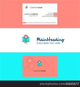 Beautiful Computer setting Logo and business card. vertical Design Vector