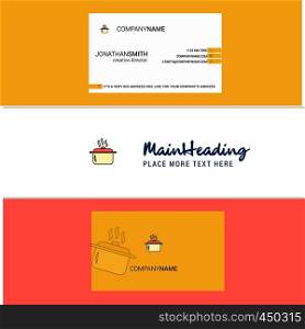 Beautiful Cooking pot Logo and business card. vertical Design Vector