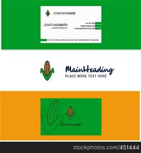 Beautiful Corn Logo and business card. vertical Design Vector