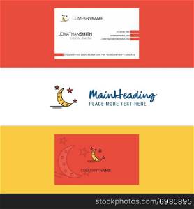 Beautiful Crescent and stars Logo and business card. vertical Design Vector