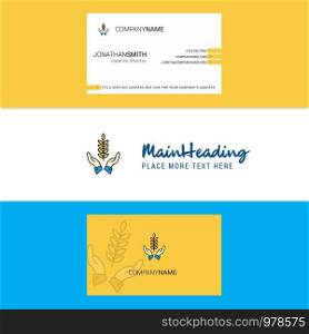 Beautiful Crops in hands Logo and business card. vertical Design Vector