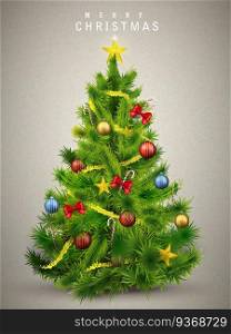 beautiful decorated Christmas tree isolated on grey background. beautiful decorated Christmas tree 