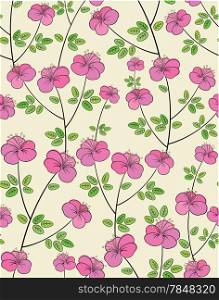 Beautiful decorative seamless pattern with flowers and leaves