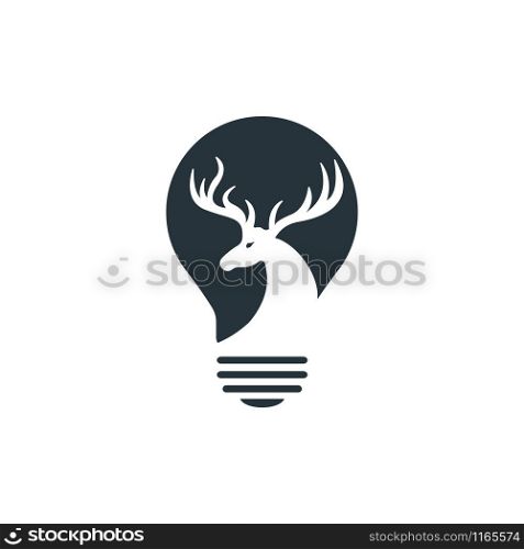 Beautiful deer and an electric light bulb logo design.