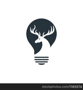 Beautiful deer and an electric light bulb logo design.