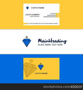 Beautiful Diamond Logo and business card. vertical Design Vector