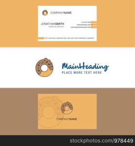 Beautiful Doughnut Logo and business card. vertical Design Vector