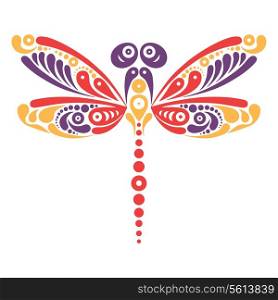 Beautiful dragonfly tattoo. Artistic pattern in butterfly shape