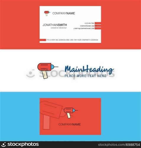 Beautiful Drill Logo and business card. vertical Design Vector