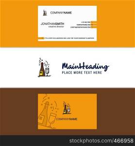 Beautiful Drinks Logo and business card. vertical Design Vector