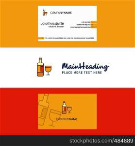 Beautiful Drinks Logo and business card. vertical Design Vector