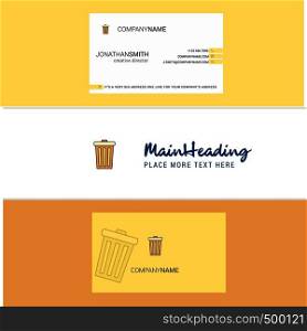 Beautiful Dustbin Logo and business card. vertical Design Vector