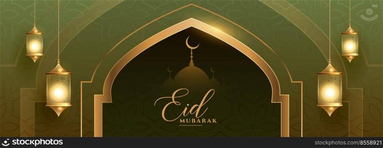 beautiful eid festival banner with islamic lantern