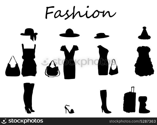 Beautiful fashion dress. black & white. Vector Illustration
