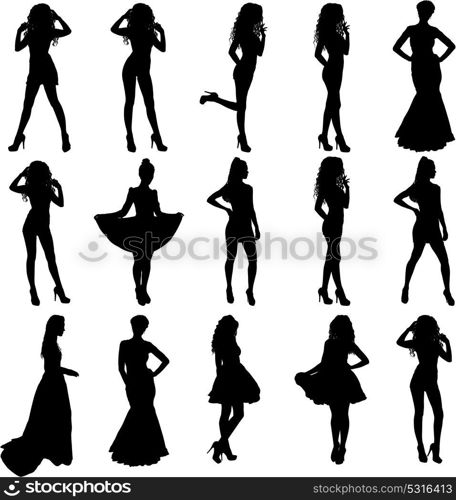 Beautiful fashion girl silhouette on a white background. Beautiful fashion girl silhouette on a white background.