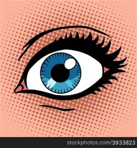 Beautiful female eye with make-up pop art retro vintage style. Beautiful female eye with make-up