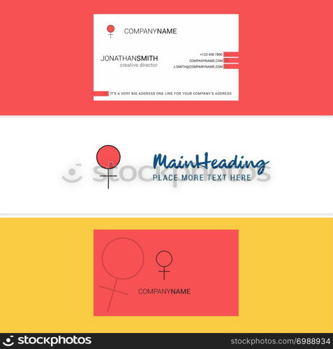 Beautiful Female Logo and business card. vertical Design Vector