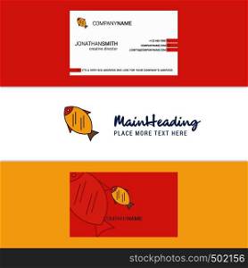Beautiful Fish Logo and business card. vertical Design Vector