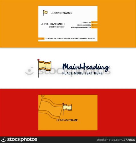 Beautiful Flag Logo and business card. vertical Design Vector