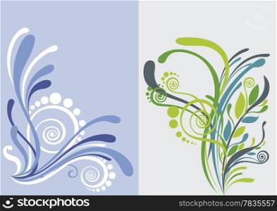 Beautiful floral abstract background in soft blue, yellow and green Great for textures and backgrounds for your projects!