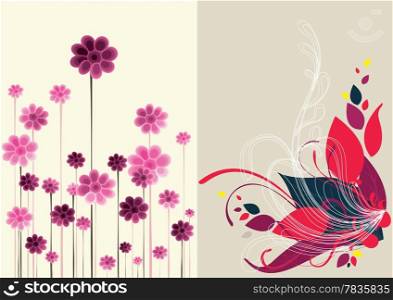 Beautiful floral abstract background in soft pink, purple and red Great for textures and backgrounds for your projects!