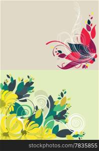 Beautiful floral abstract background in soft red, yellow and green Great for textures and backgrounds for your projects!