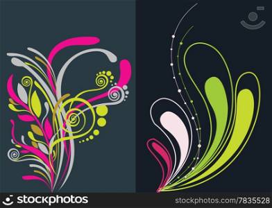 Beautiful floral abstract background in vibrant green, yellow and pink Great for textures and backgrounds for your projects!
