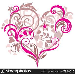 Beautiful floral background with heart in pastel tones