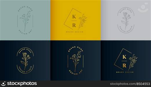 beautiful floral logotype collection set