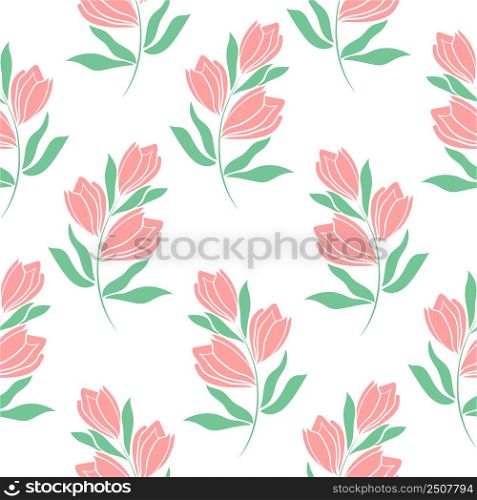 Beautiful floral seamless pattern vector illustration. Model with delicate pink flowers. Template for wallpaper, fabric, packaging and design. Beautiful floral seamless pattern vector illustration