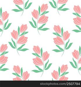 Beautiful floral seamless pattern vector illustration. Model with delicate pink flowers. Template for wallpaper, fabric, packaging and design. Beautiful floral seamless pattern vector illustration