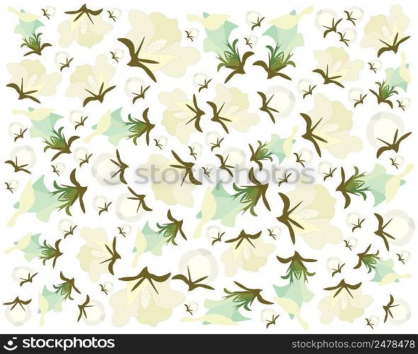 Beautiful Flower, Background of Fresh Yellow Cotton Flower with Bud and Green Leaves.