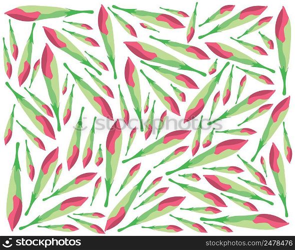 Beautiful Flower, Illustration Background of Pink Desert Rose Flowers or Pink Bignonia Flowers with Green Leaves.
