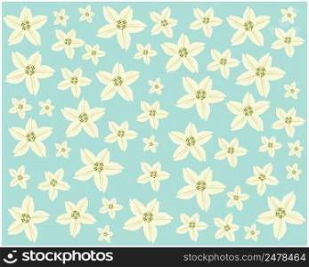 Beautiful Flower, Illustration Background of White Tuberose Flowers or Night Blooming Jasmine with Green Leaves.