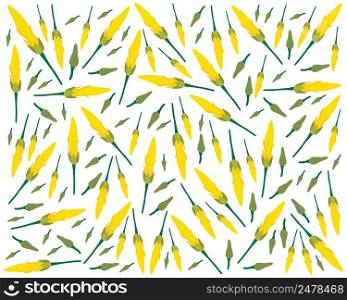 Beautiful Flower, Illustration Background of Yellow Champaka or Magnolia Champaca Flowers with Green Leaves on Tree Branch.
